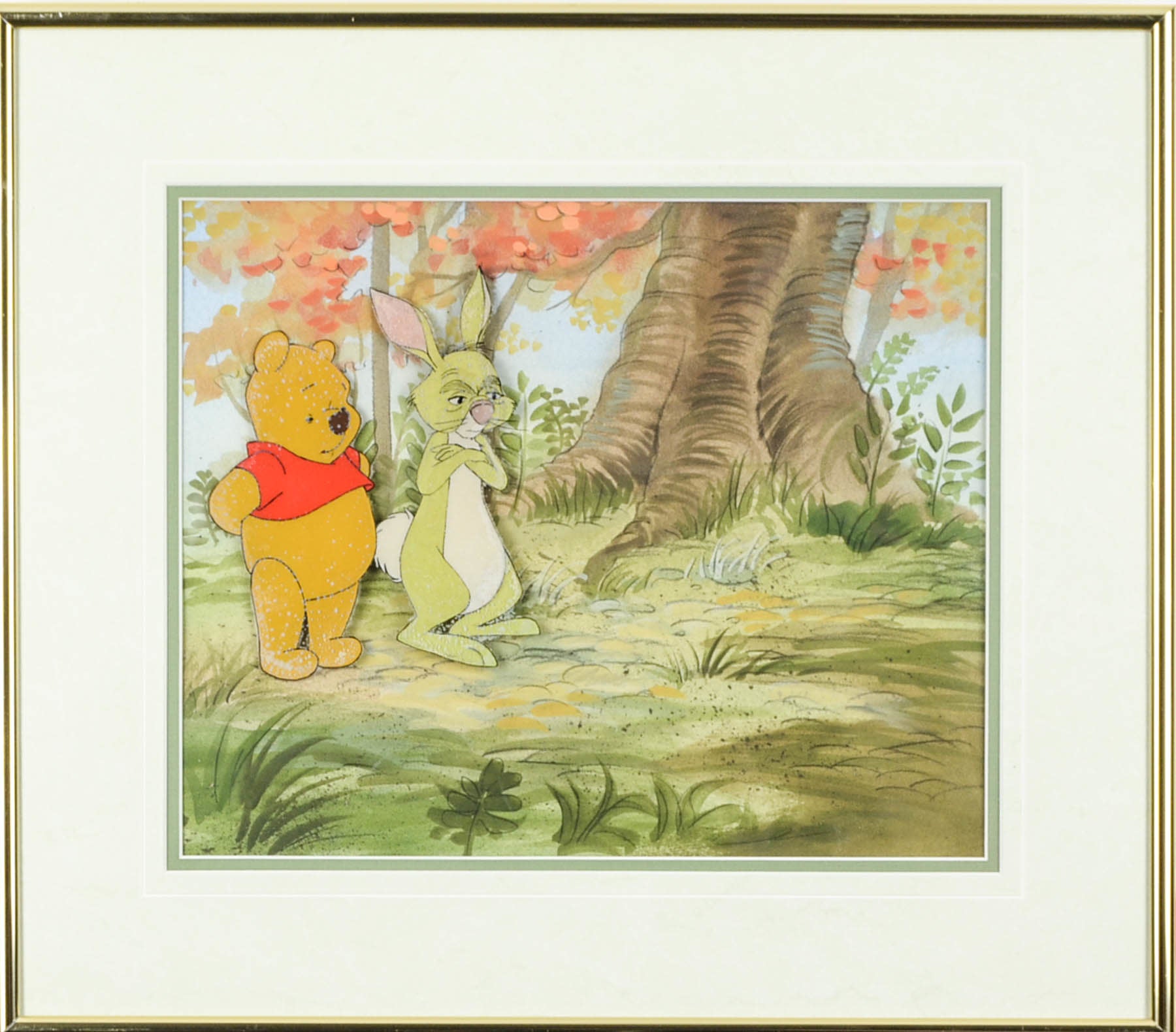 Winnie the Pooh and Rabbit Hand Painted Cel